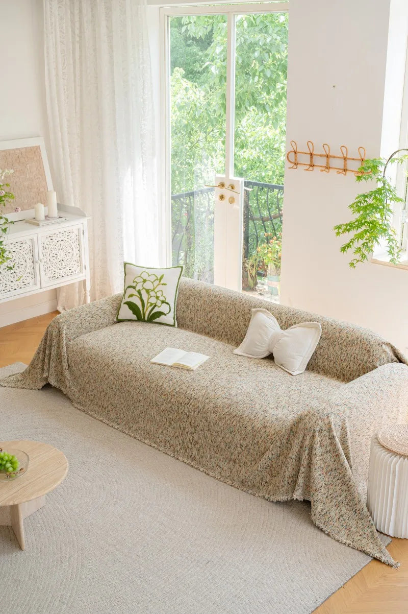 2025 All-Season Universal Full Coverage Non-Slip Couch Chenille Solid Couch Camping Blanket Vintage Solid Color Sofa Cover